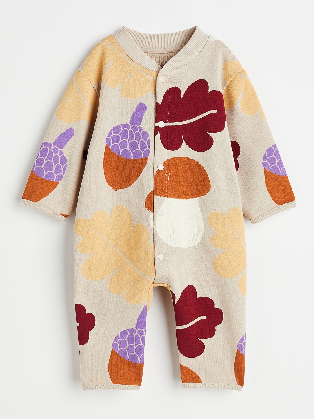 

H&M Boys Sweatshirt Romper Suit, Beige