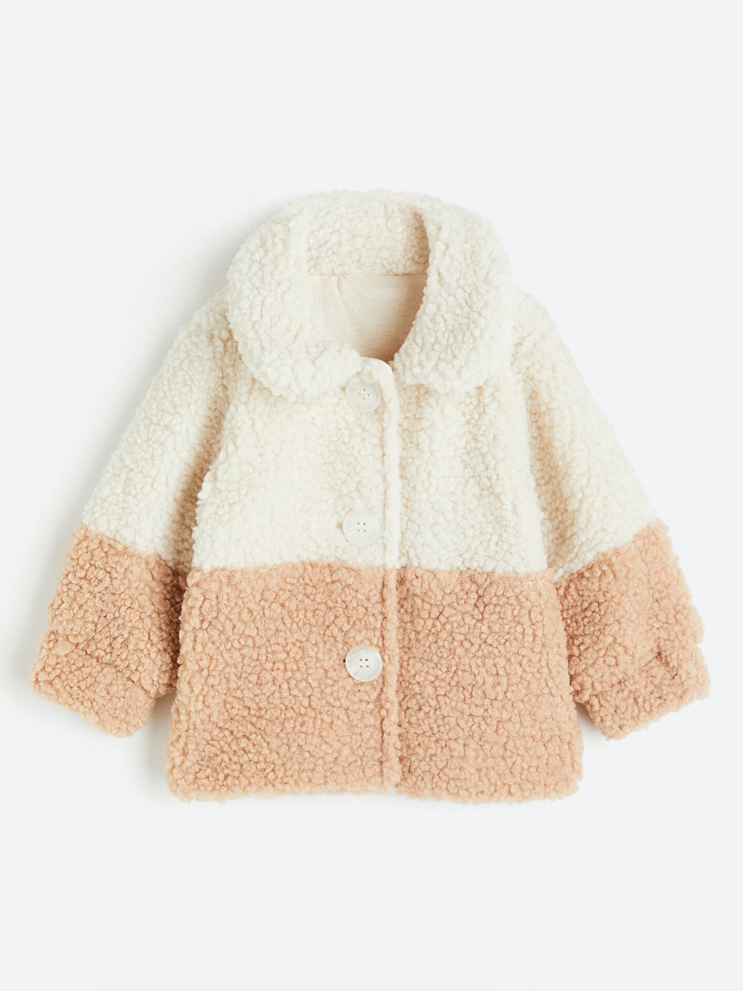 

H&M Infant Girls Collared Teddy Jacket, White