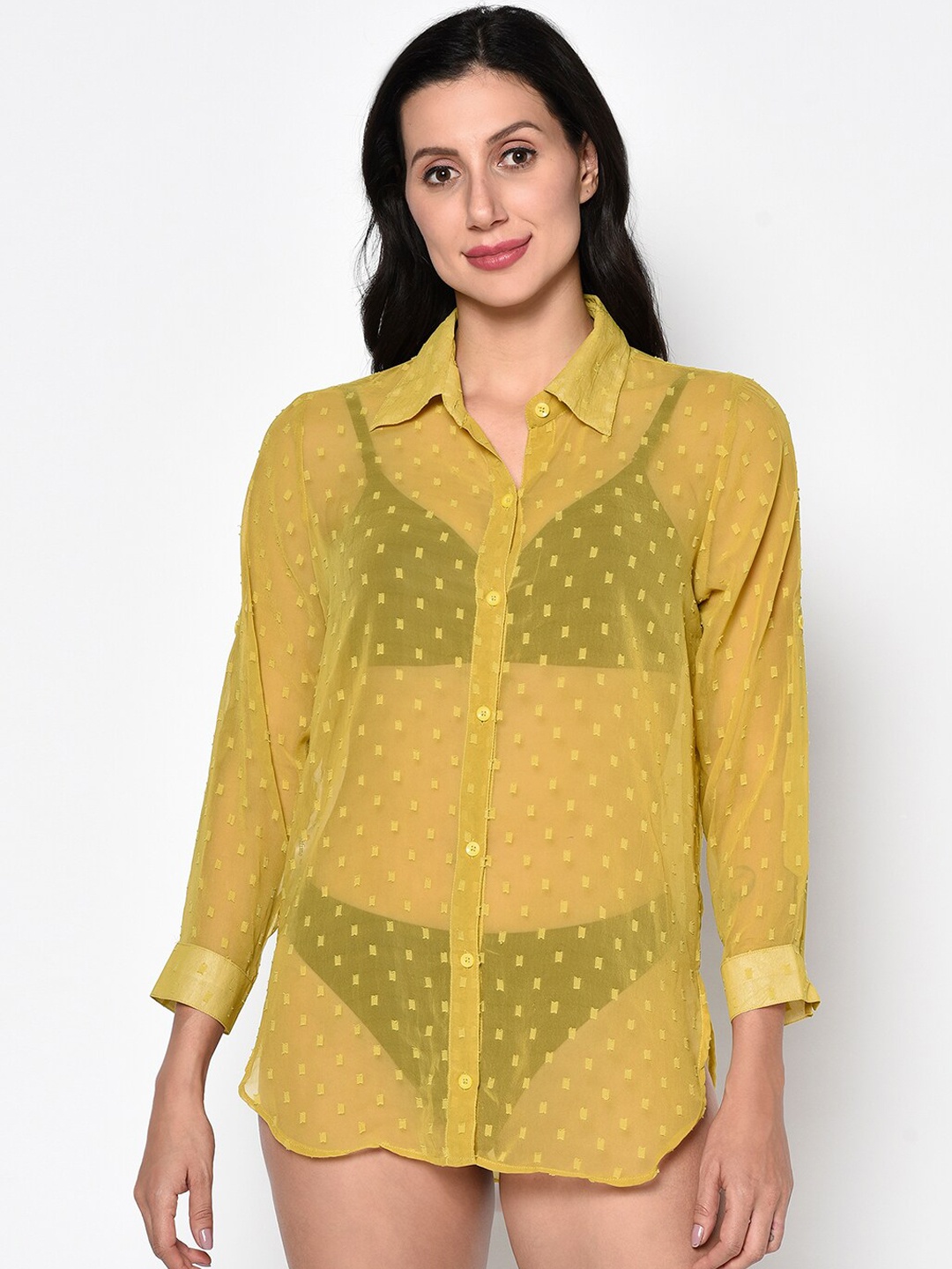 

Da Intimo Self Designed Dobby Swim Wear Shirt, Yellow