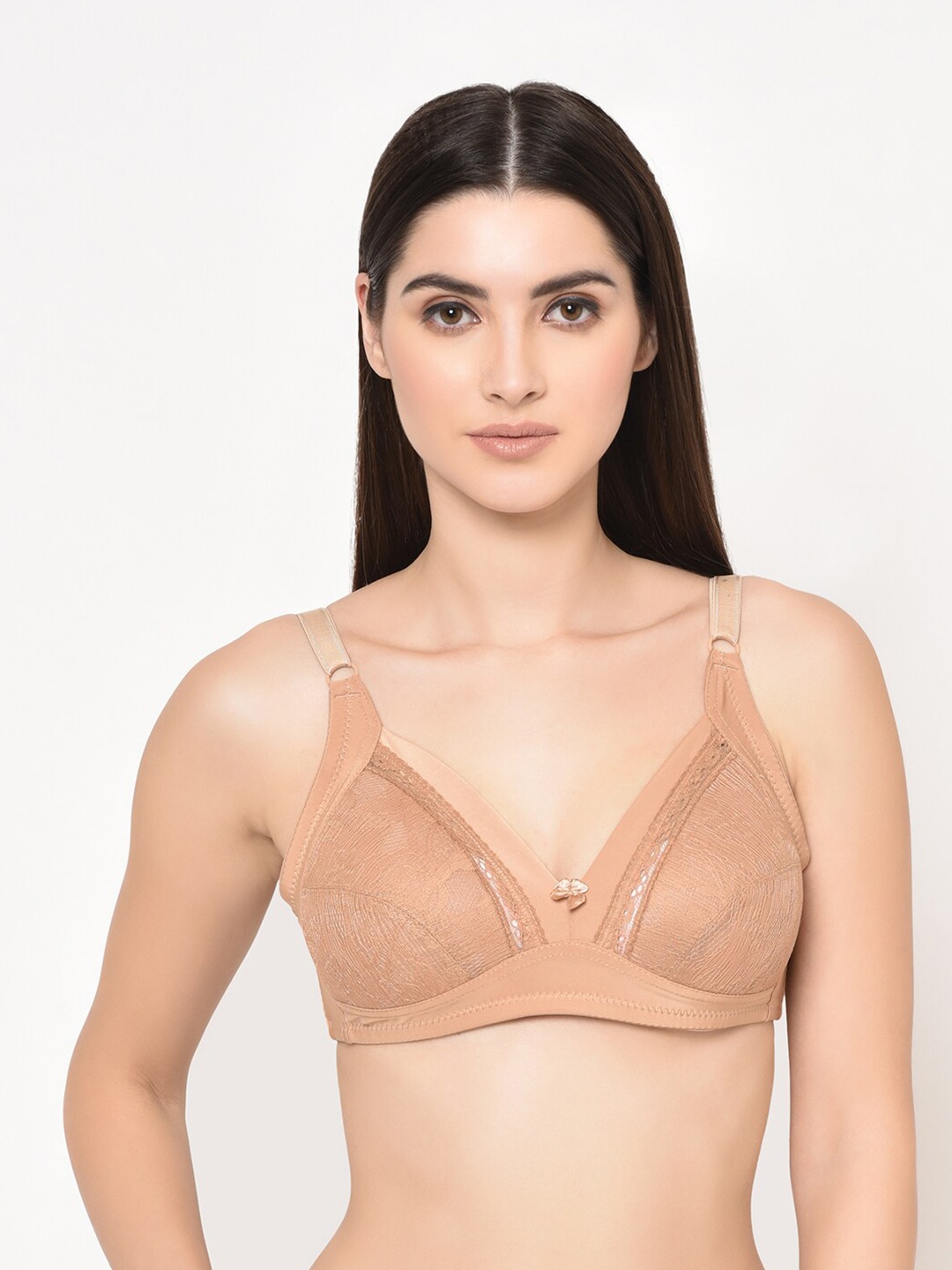 

Da Intimo Lace Self Design Non Padded Everyday Bra, Beige
