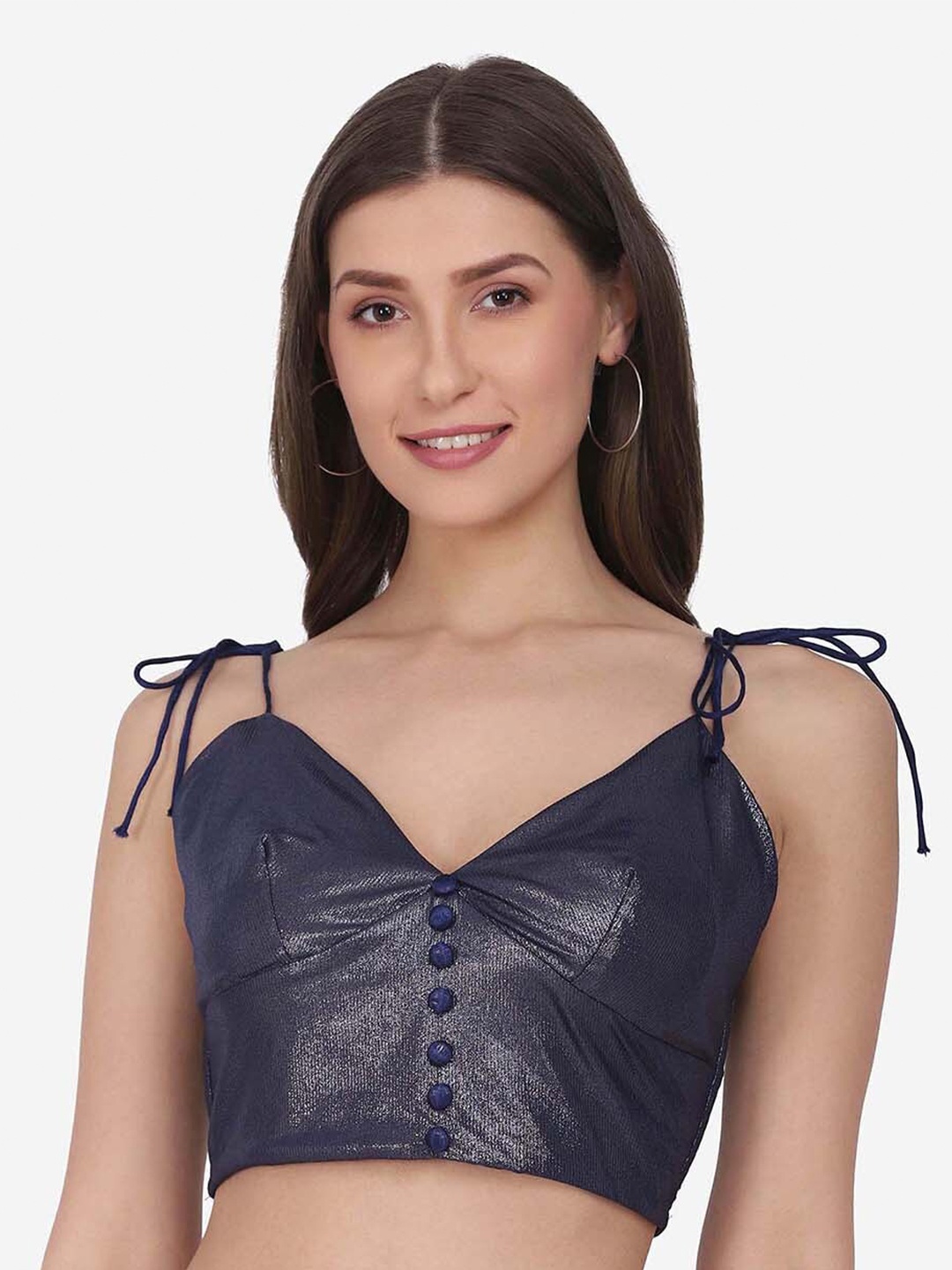 

Da Intimo Shoulder Strap Crop Top, Navy blue