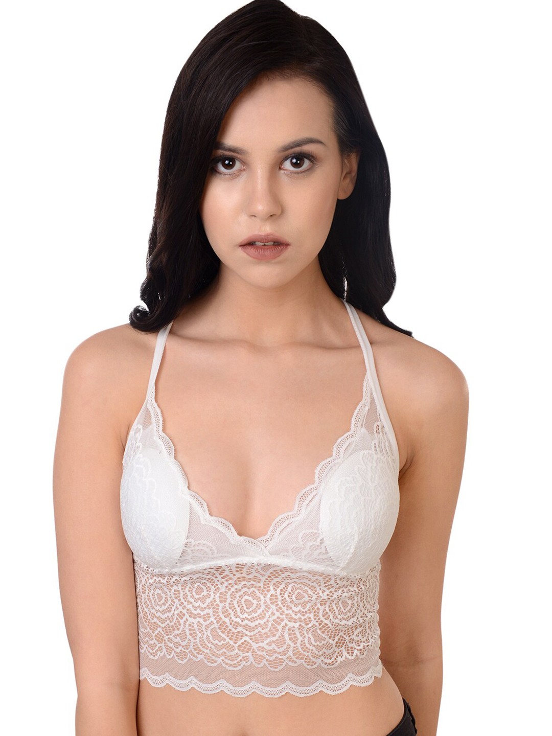 

Da Intimo Self Design Lightly Padded Non-Wired Bralette Bra, White