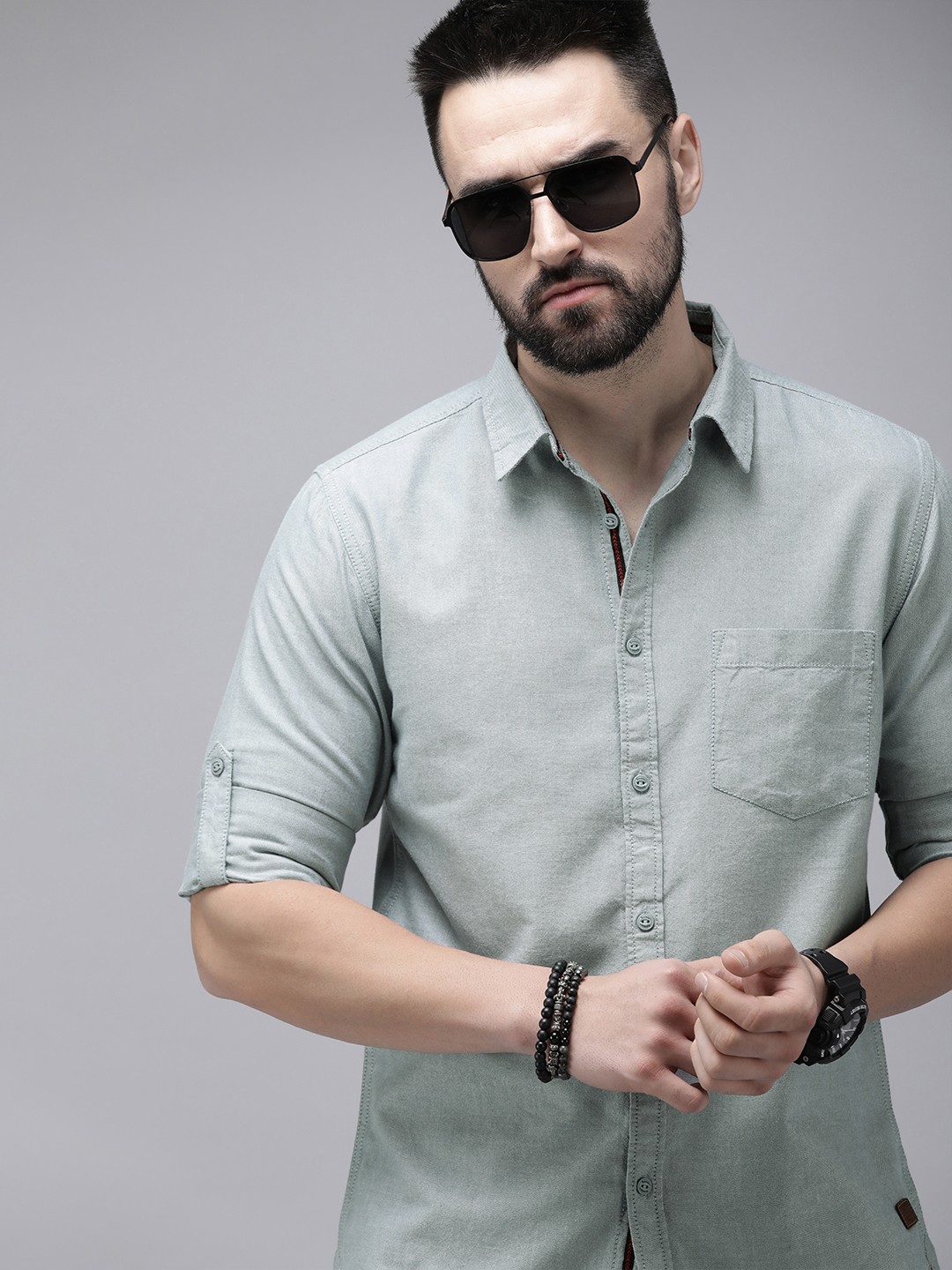 

The Roadster Life Co. Pure Cotton Casual Shirt, Green