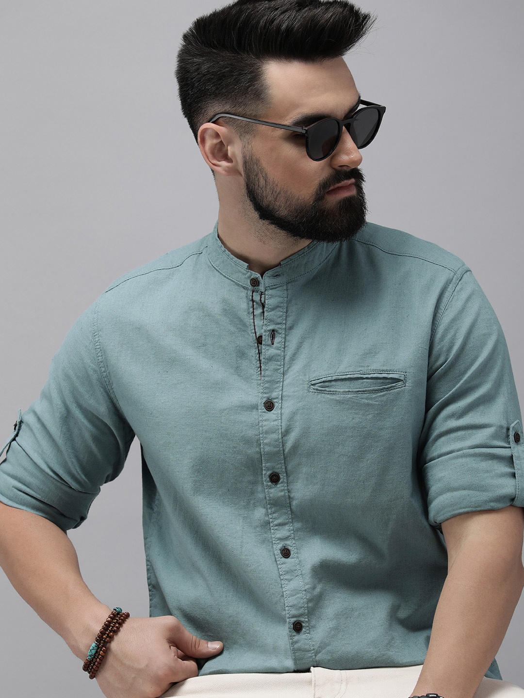 

The Roadster Life Co. Linen Cotton Casual Shirt, Blue