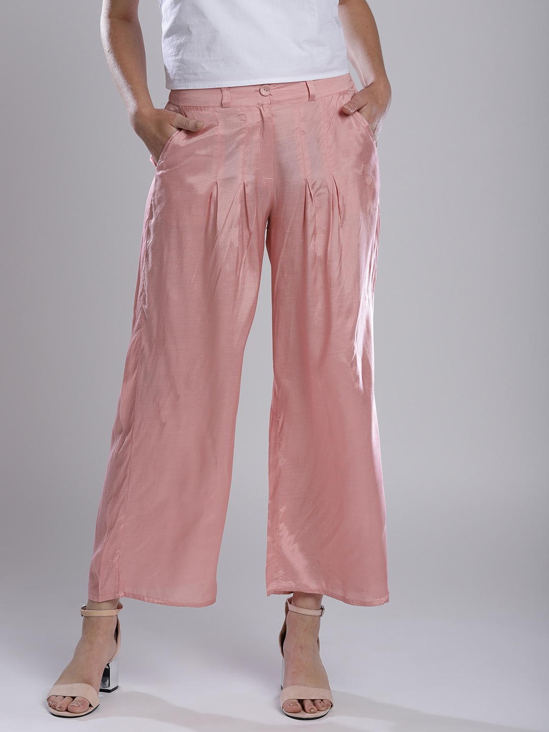 

WISHFUL by W Women Pink WISHFUL by Wide Leg Solid Palazzos