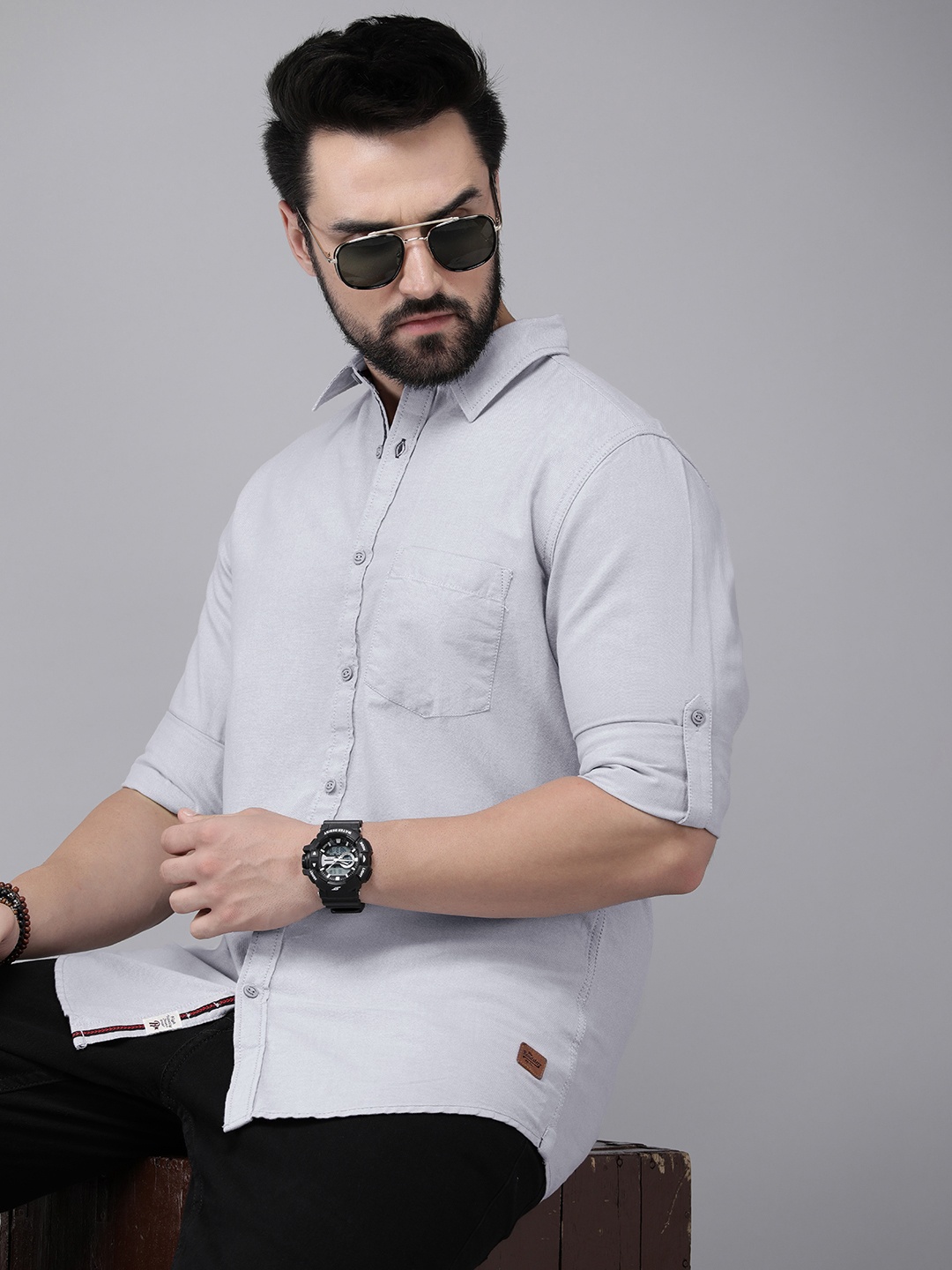 

The Roadster Life Co. Pure Cotton Casual Shirt, Blue