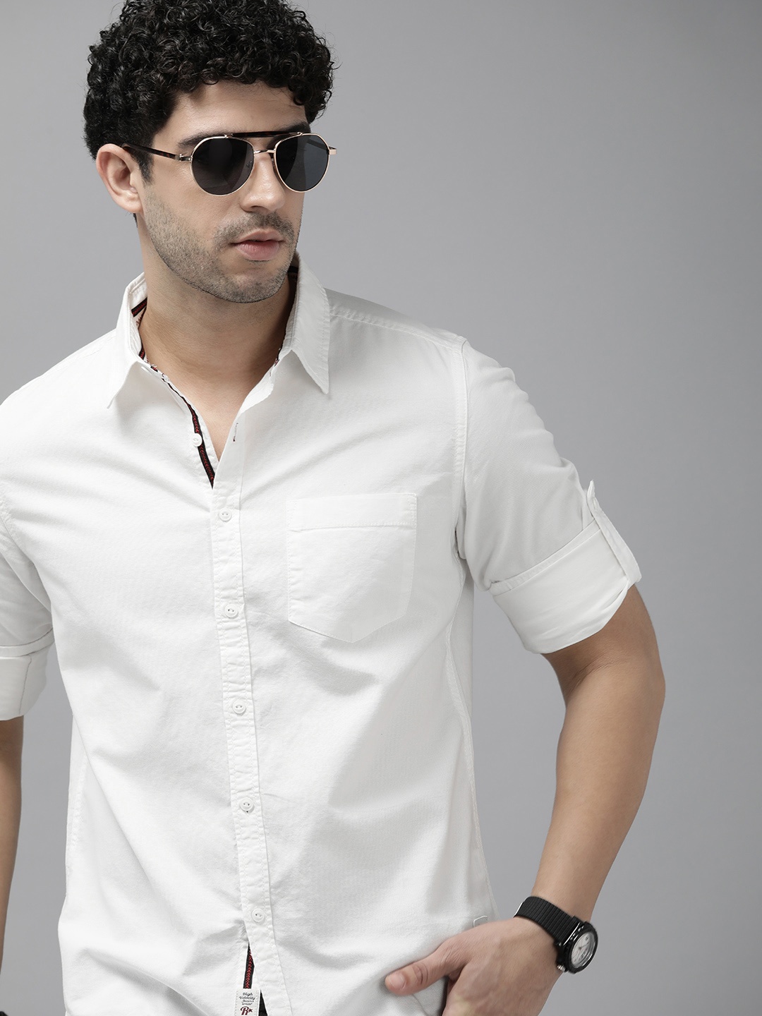 

The Roadster Life Co. Solid Pure Cotton Casual Shirt, White
