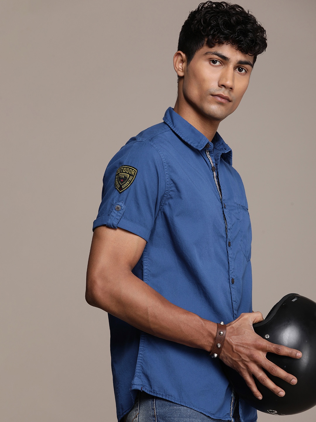 

The Roadster Lifestyle Co. Men Pure Cotton Casual Shirt, Navy blue