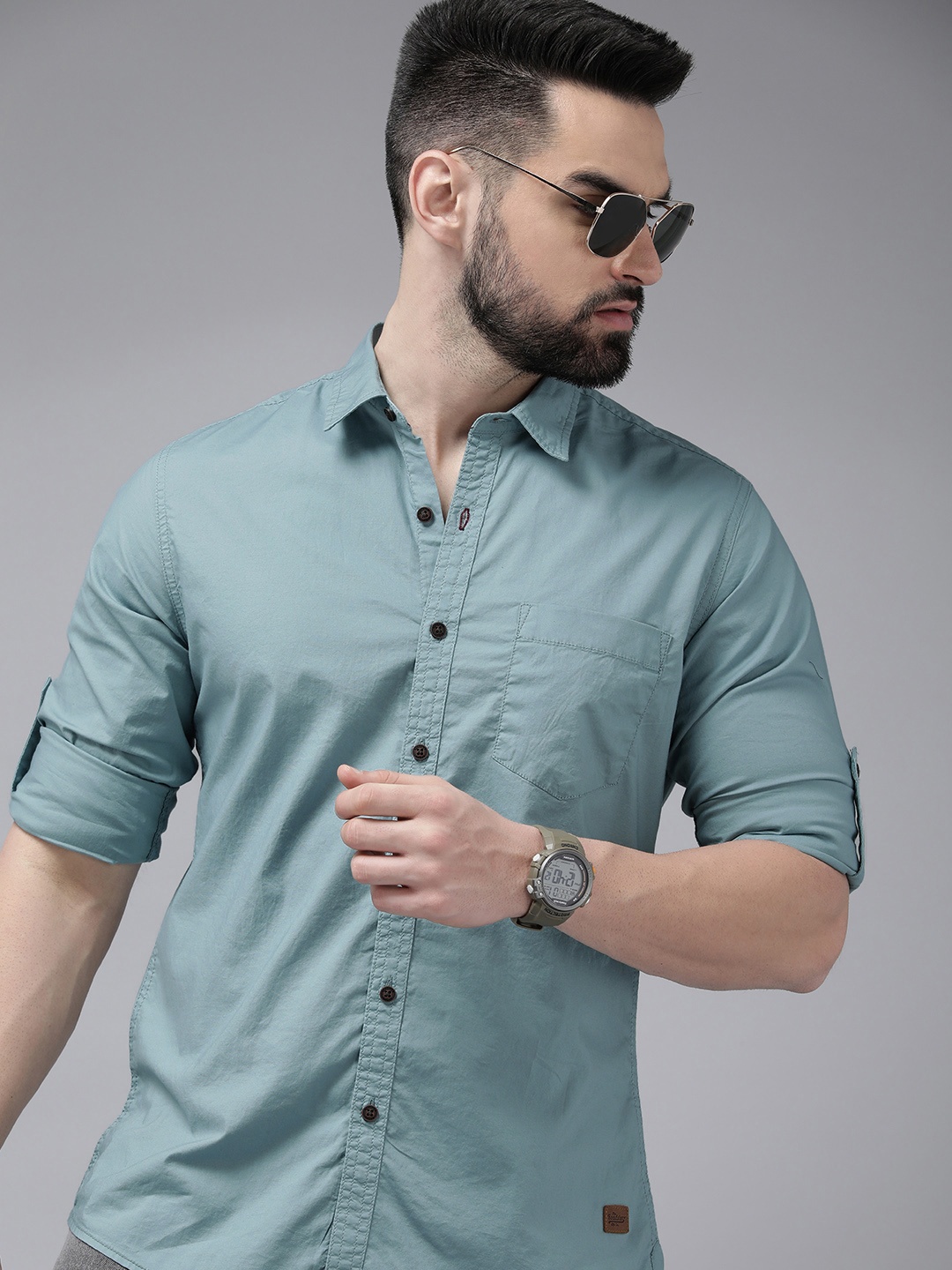 

The Roadster Lifestyle Co. Men Solid Casual Shirt, Blue