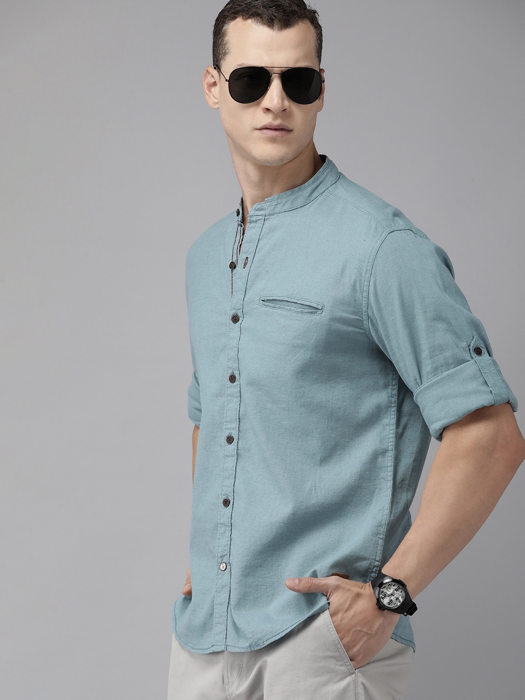 

The Roadster Life Co. Linen Casual Shirt, Blue