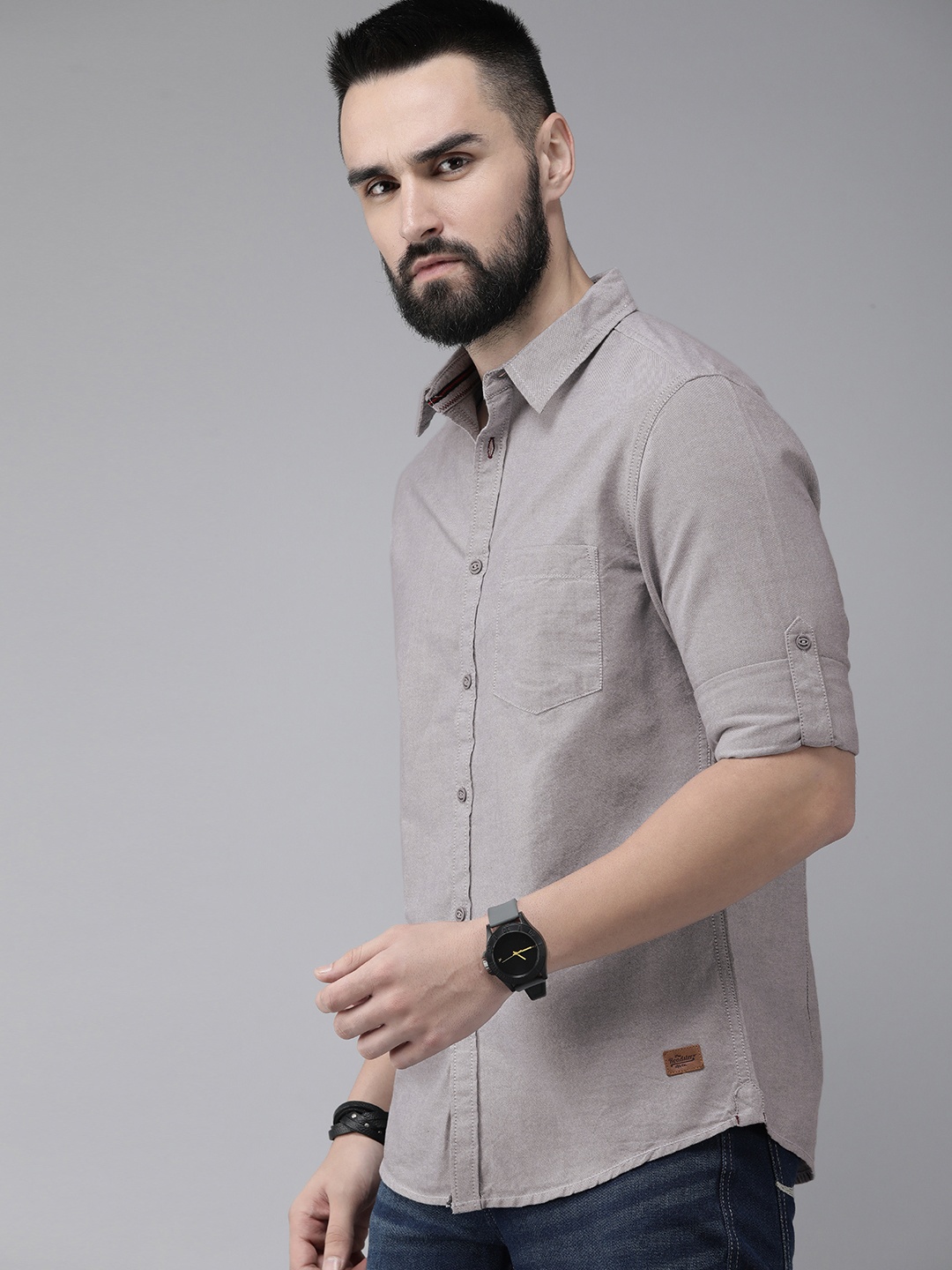 

The Roadster Life Co. Pure Cotton Casual Shirt, Grey