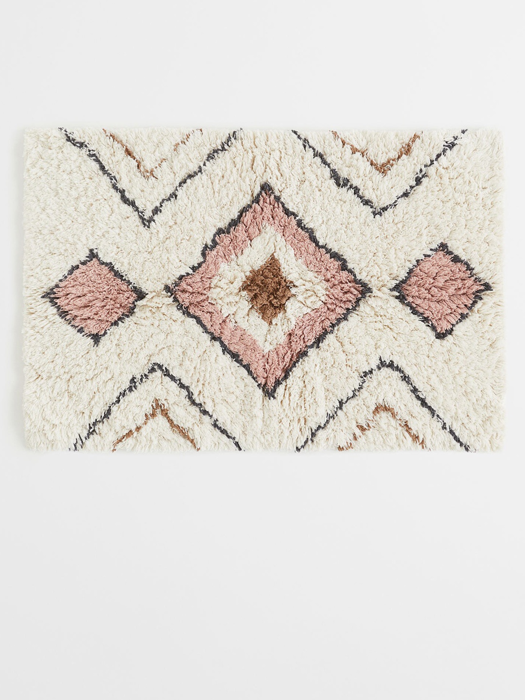 

H&M Beige & Grey Deep-Pile Bath Mat, White