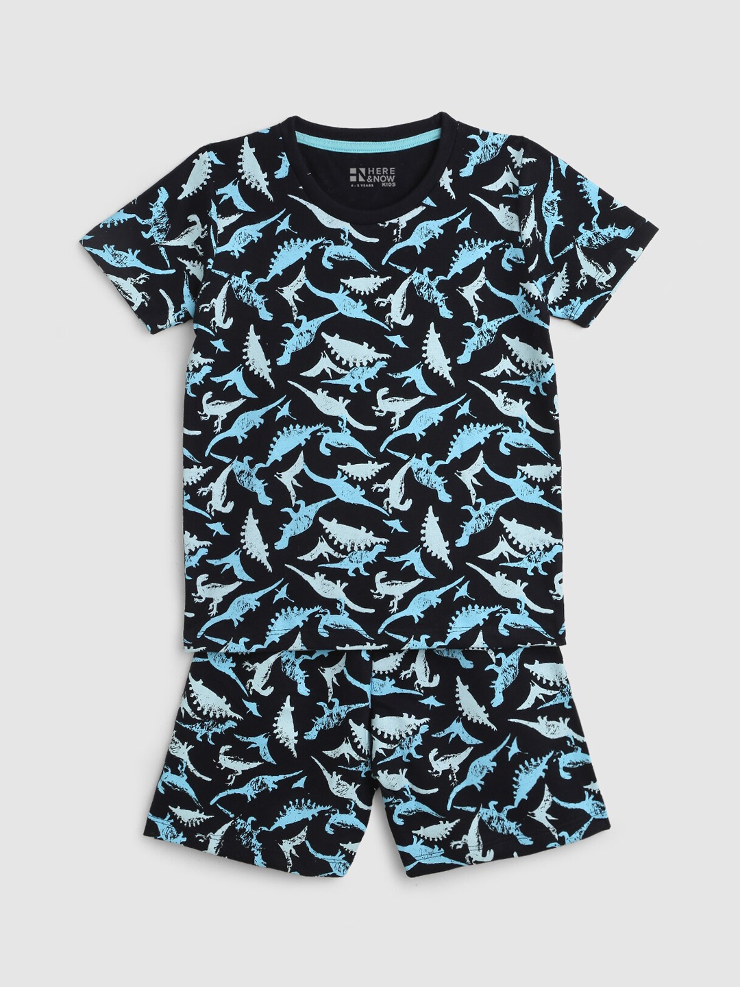 

HERE&NOW Boys Printed Night Suit, Navy blue