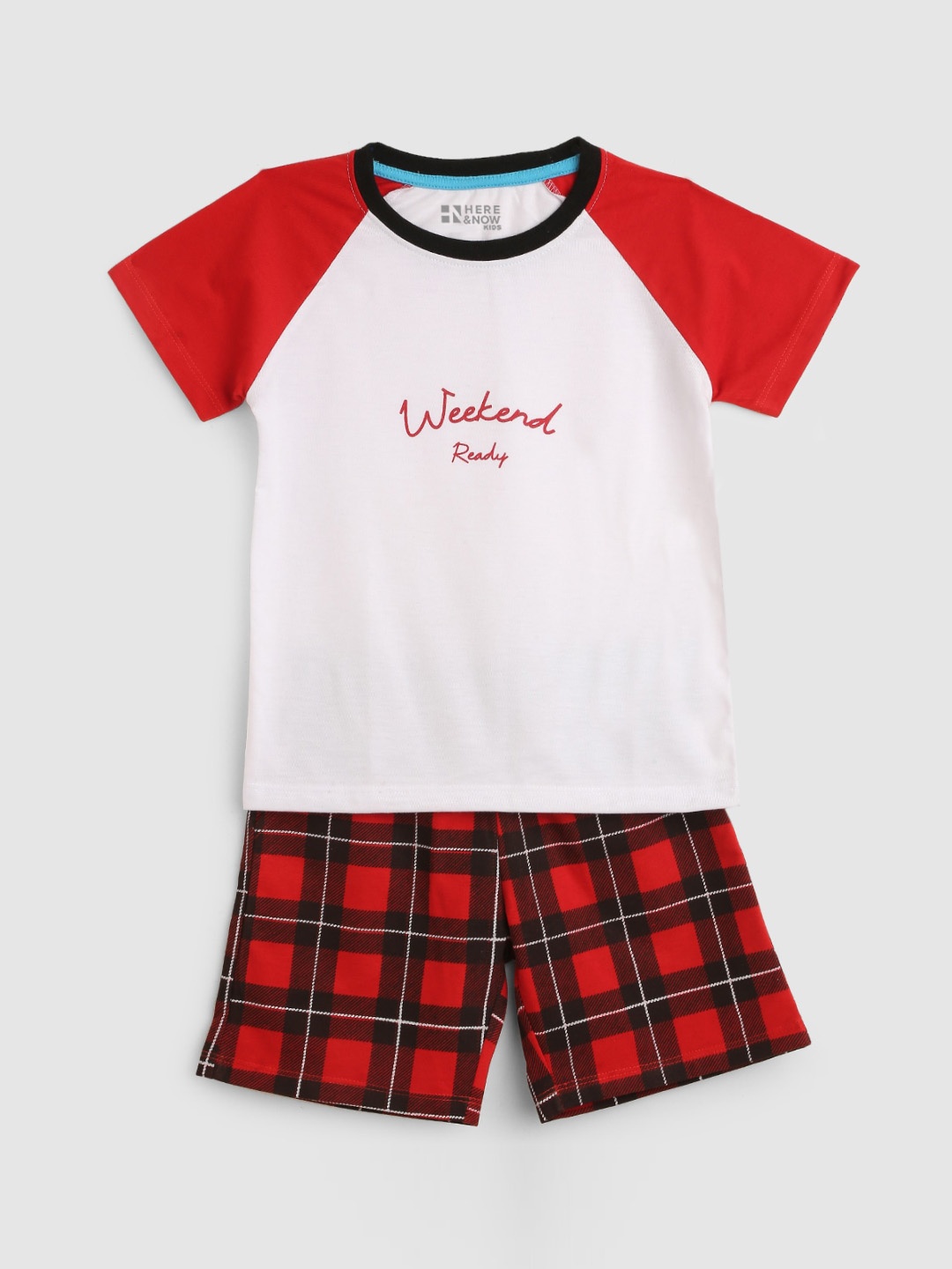 

HERE&NOW Boys Checked Night Suit, White