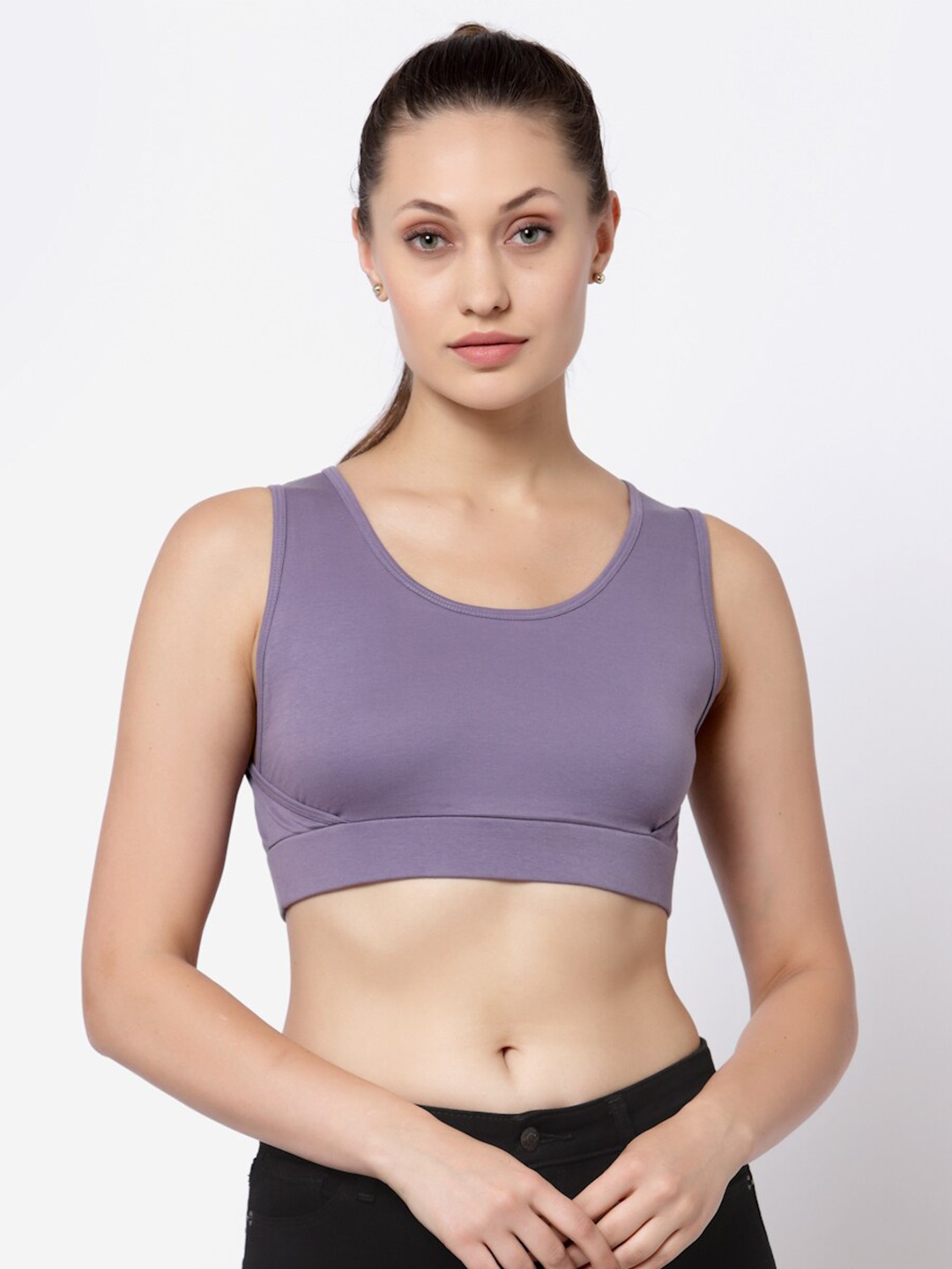 

YOONOY Bralette Pure Cotton Knitted Crop Top, Purple