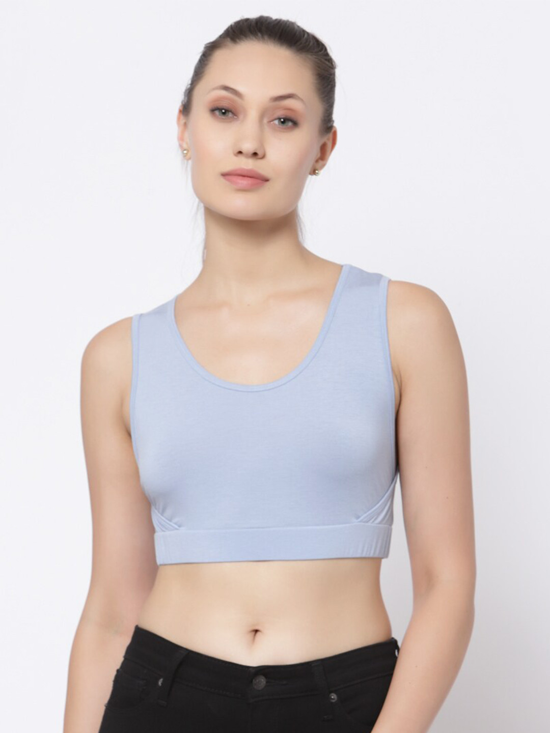 

YOONOY Pure Cotton Bralette Knitted Crop Top, Blue