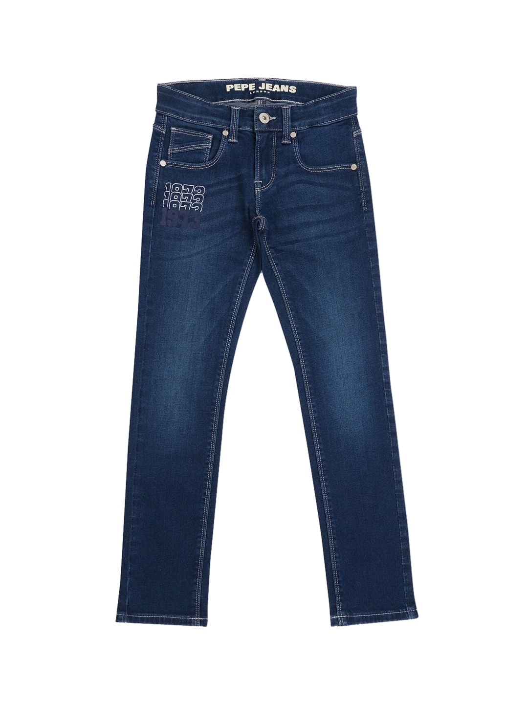 

Pepe Jeans Boys Relaxed Fit Mid-Rise Printed Light Fade Cotton Jeans, Blue