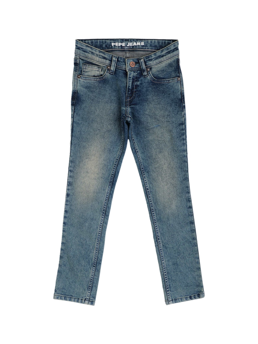 

Pepe Jeans Boys Slim Fit Low Distress Heavy Fade Jeans, Blue