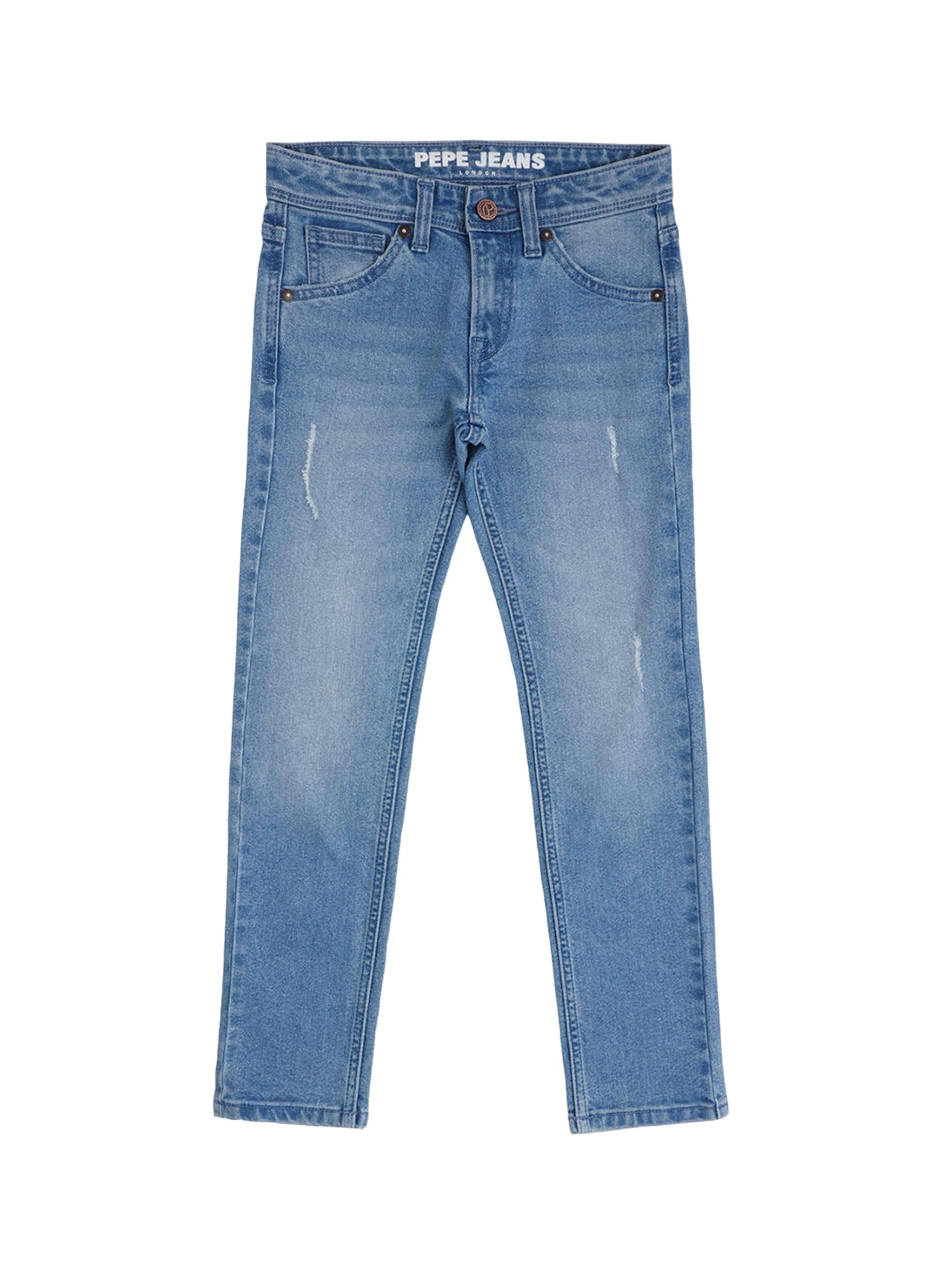 

Pepe Jeans Boys Slim Fit Low Distress Light Fade Jeans, Blue