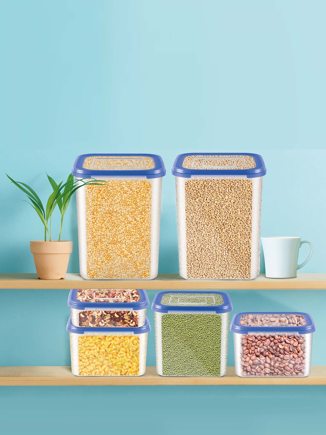 

Milton Stacko 360 Storage 7 Set Of 6 Blue Plastic Containers 2.66L Each