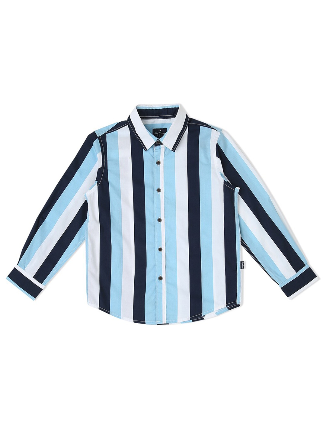 

Pepe Jeans Boys Relaxed Multi Stripes Striped Cotton Casual Shirt, Blue