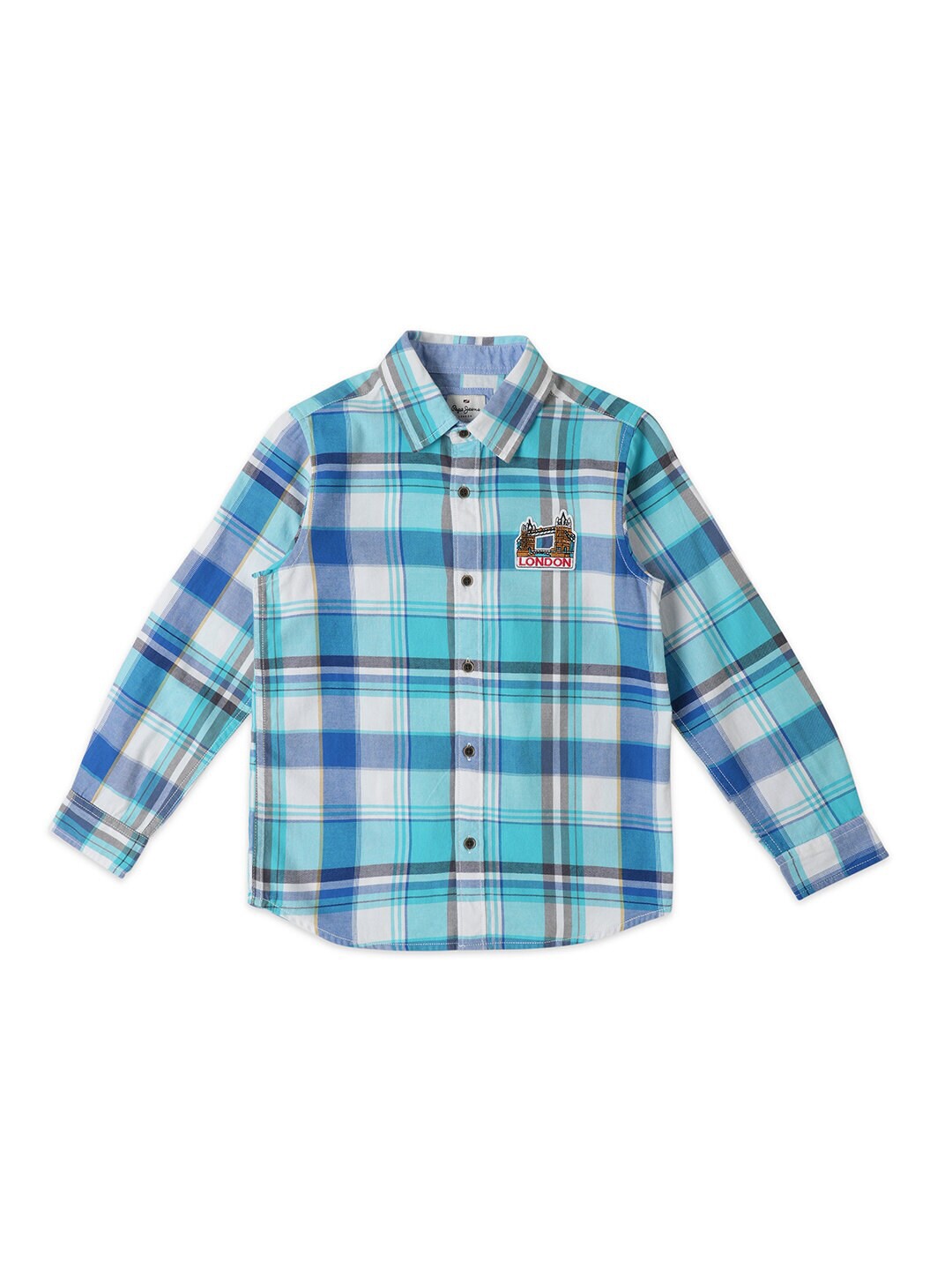 

Pepe Jeans Boys Relaxed Tartan Checks Checked Cotton Casual Shirt, Blue