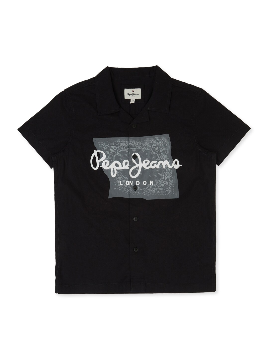 

Pepe Jeans Boys Brand Logo Printed Relaxed Cotton Casual Shirt, Black