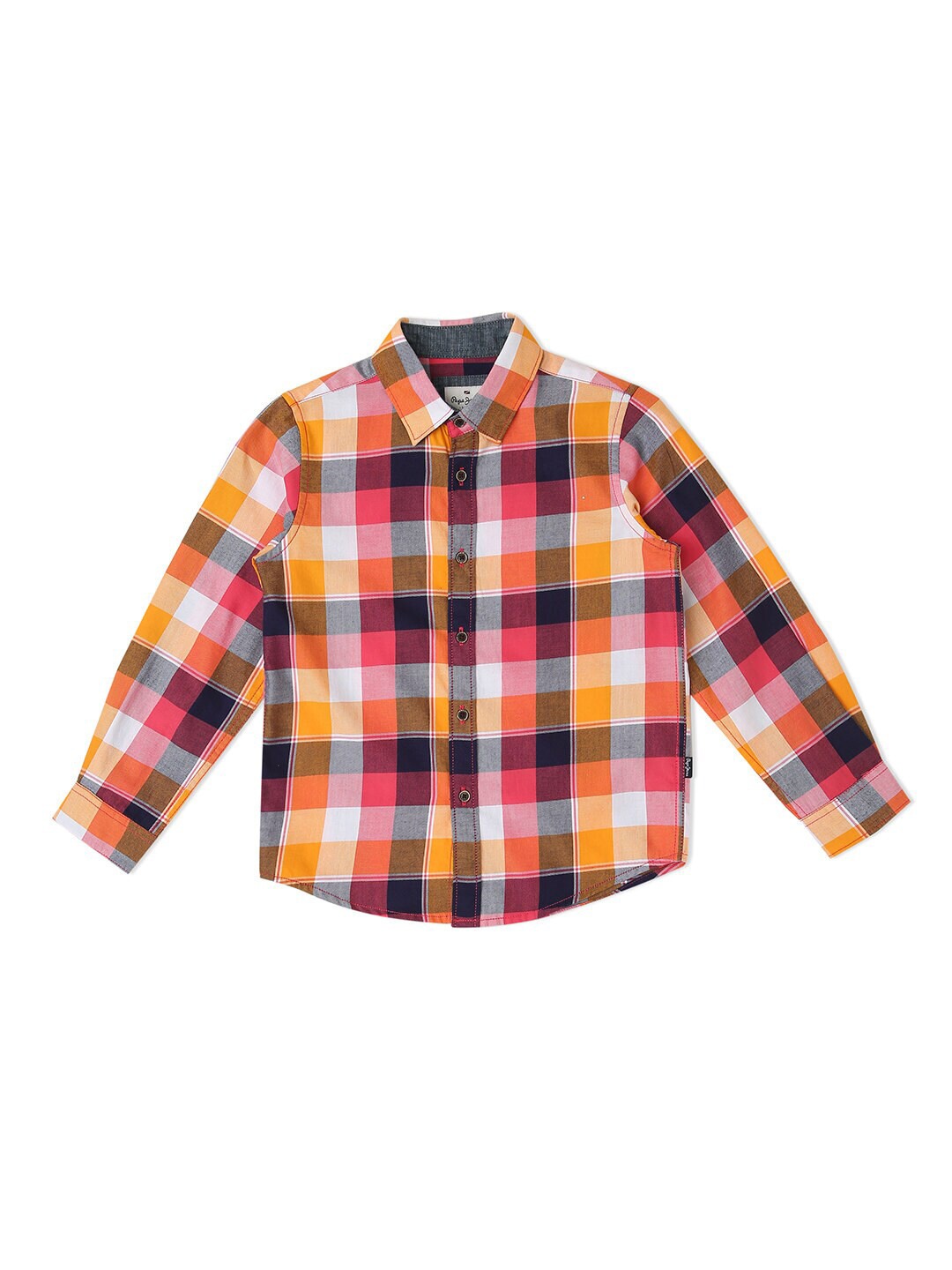 

Pepe Jeans Boys Relaxed Checked Cotton Casual Shirt, Orange