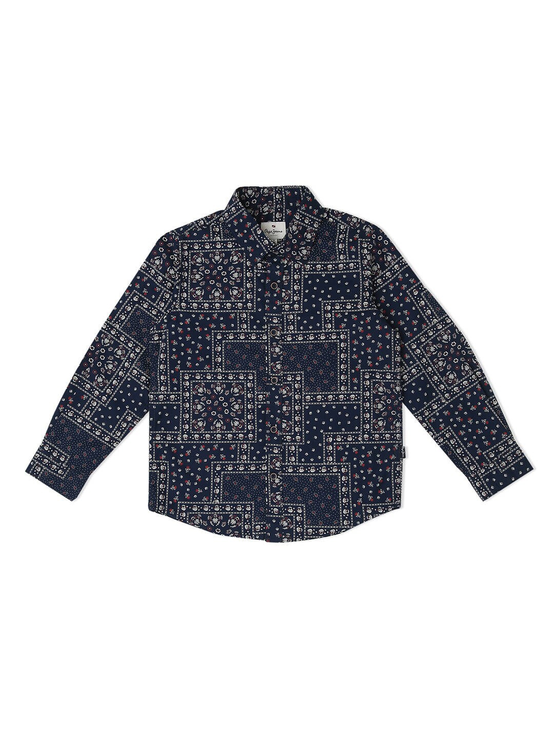 

Pepe Jeans Boys Relaxed Floral Printed Cotton Casual Shirt, Blue