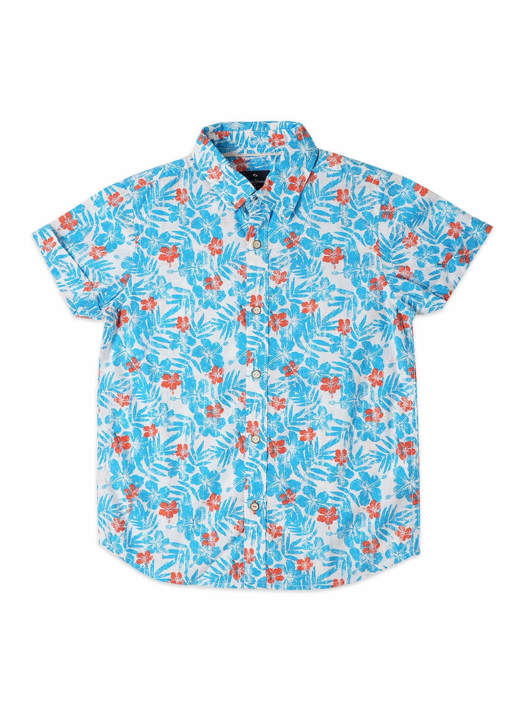 

Pepe Jeans Boys Relaxed Floral Printed Cotton Casual Shirt, Blue