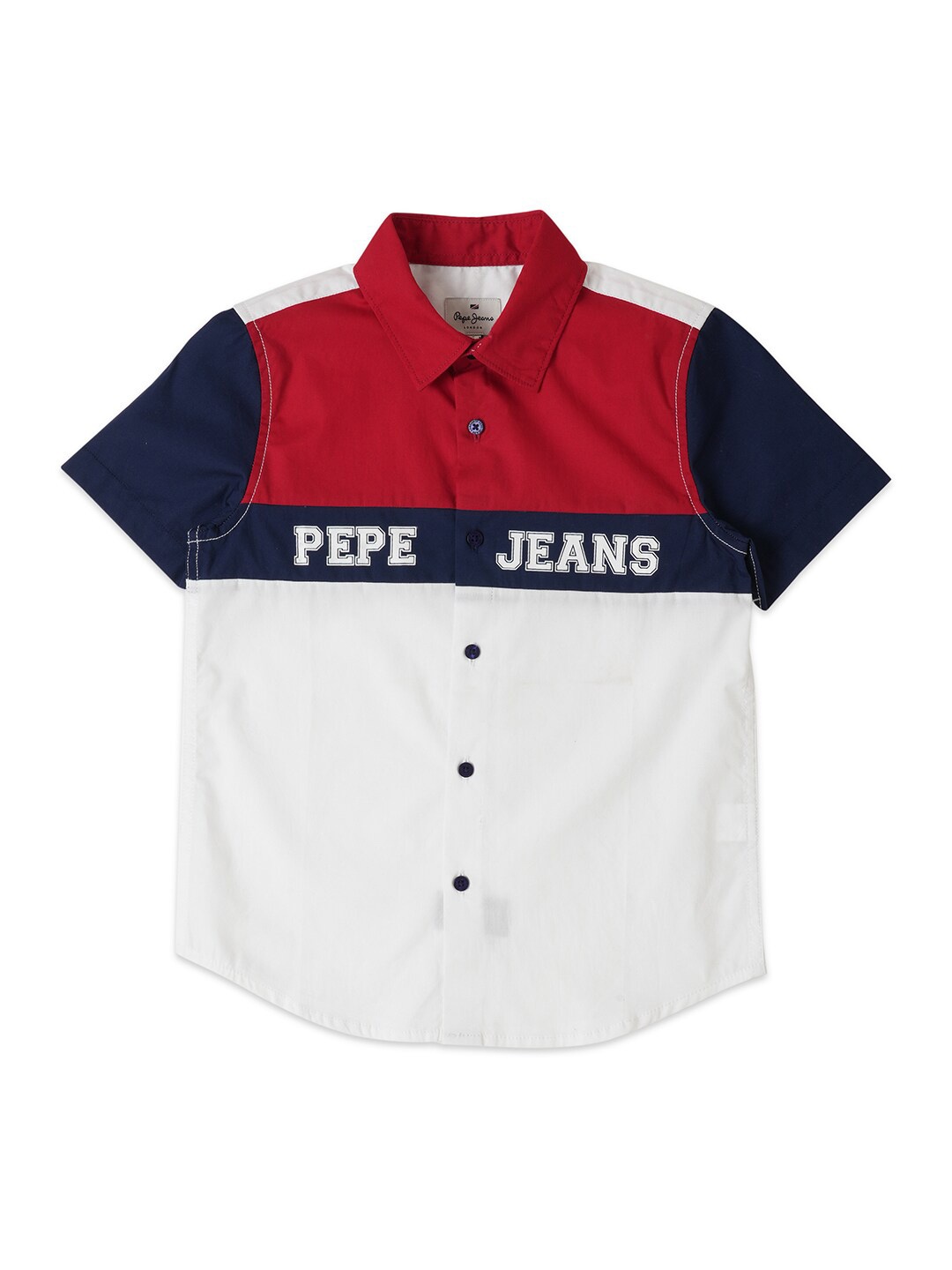 

Pepe Jeans Boys Relaxed Colourblocked Cotton Casual Shirt, White