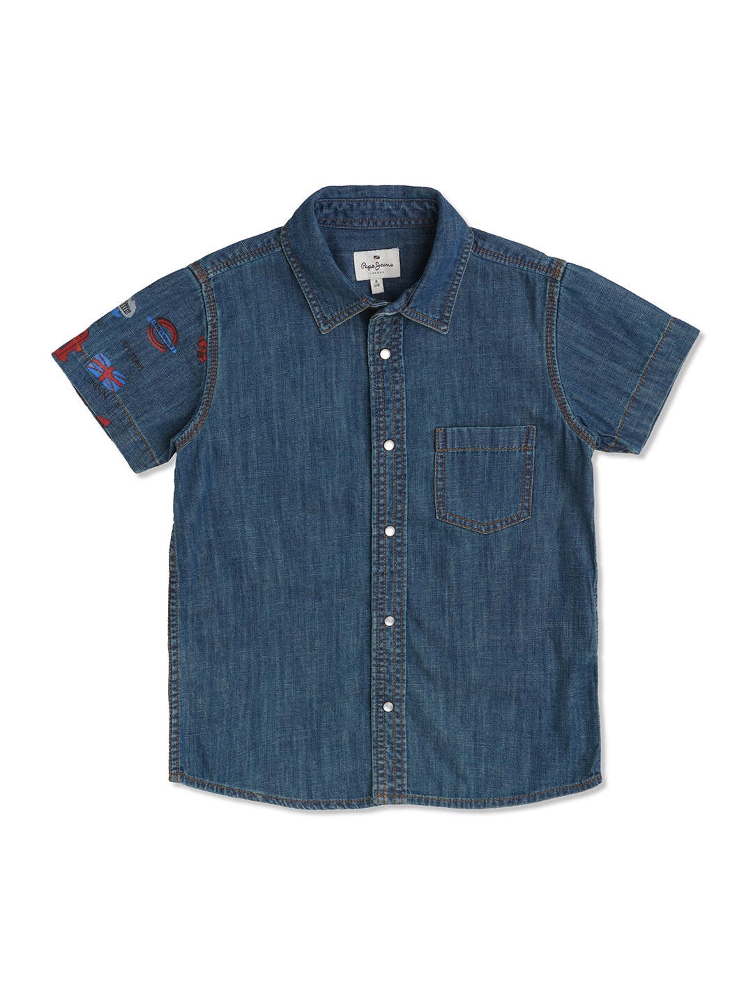 

Pepe Jeans Boys Spread Collar Relaxed Cotton Casual Shirt, Blue