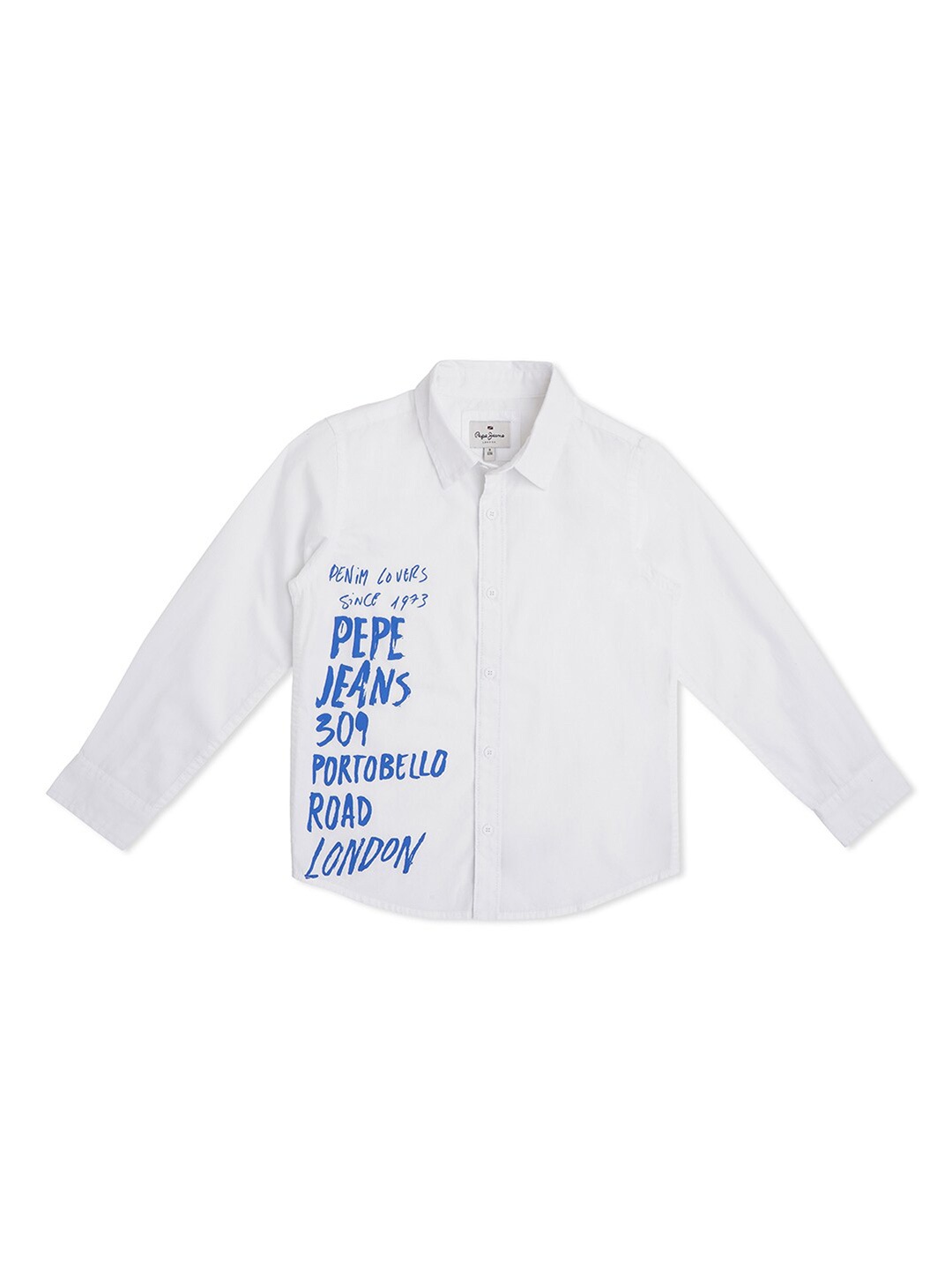 

Pepe Jeans Boys Relaxed Typography Printed Cotton Casual Shirt, White