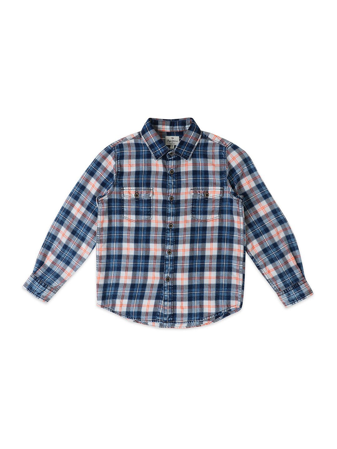

Pepe Jeans Boys Relaxed Tartan Checked Cotton Casual Shirt, Orange