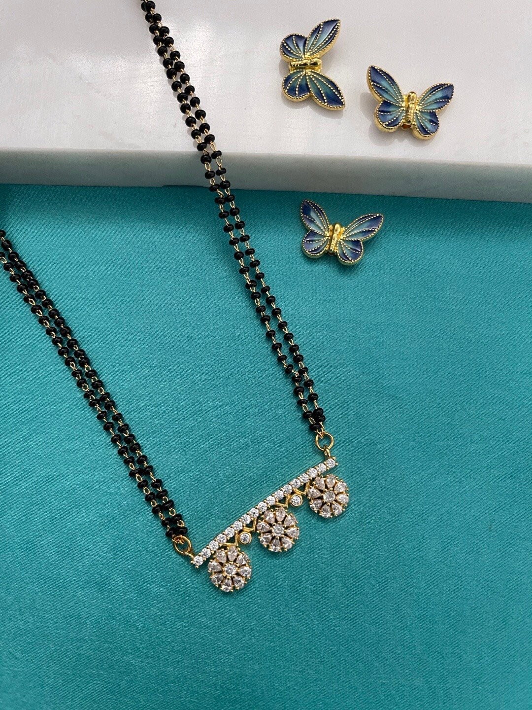 

Digital Dress Room Gold-Plated Stone-Studded Beaded Mangalsutra