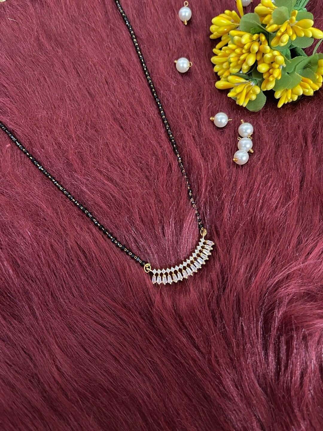 

Digital Dress Room Gold-Plated Crystal Studded & Beaded Mangalsutra