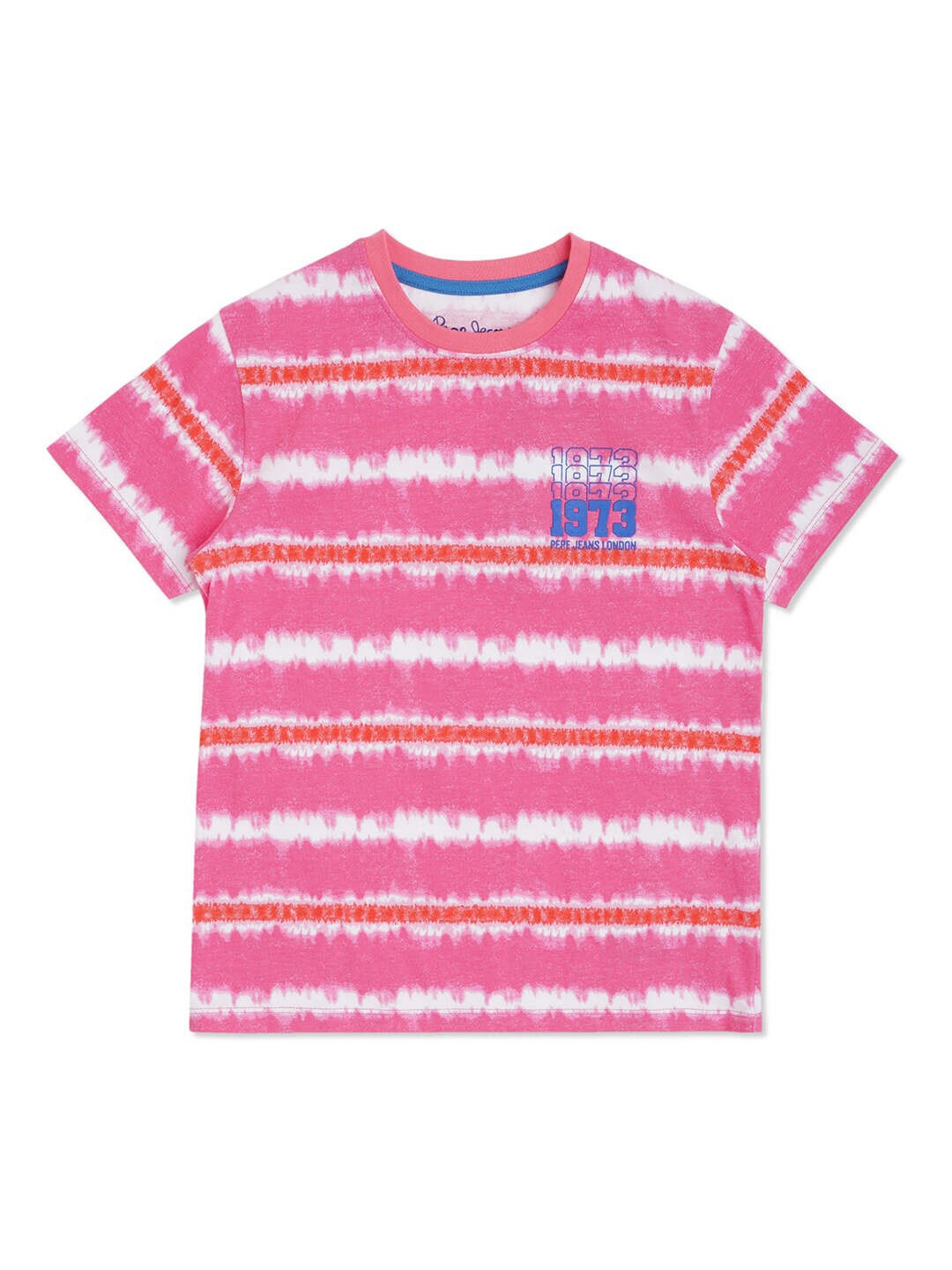 Pepe Jeans Boys Striped Cotton T-shirt, Pink