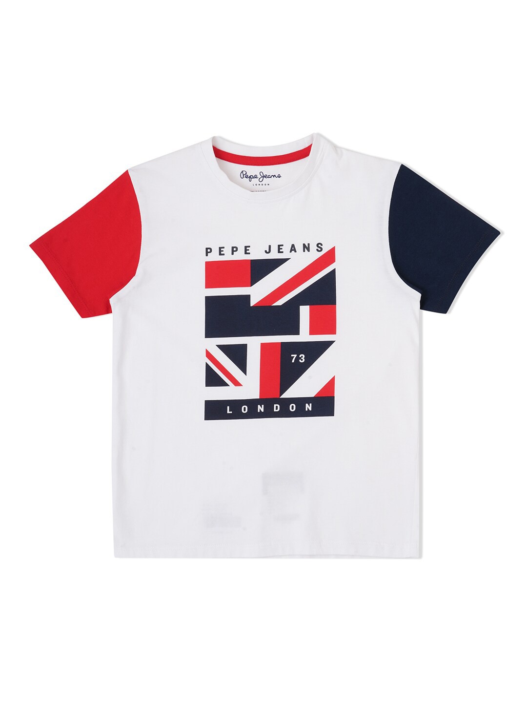 

Pepe Jeans Round Neck Graphic Printed Cotton T-shirt, White