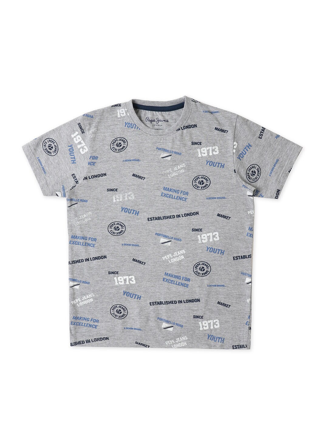 

Pepe Jeans Boys Grey Printed V-Neck Applique T-shirt
