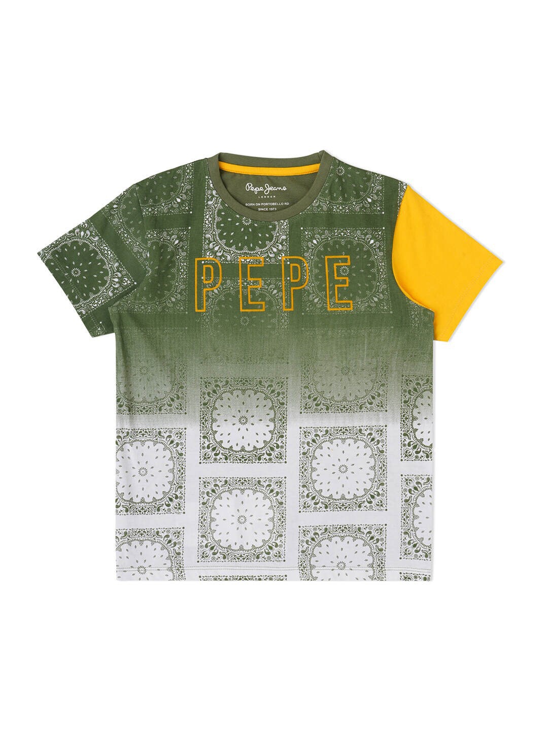

Pepe Jeans Round Neck Graphic Printed Cotton T-shirt, Green