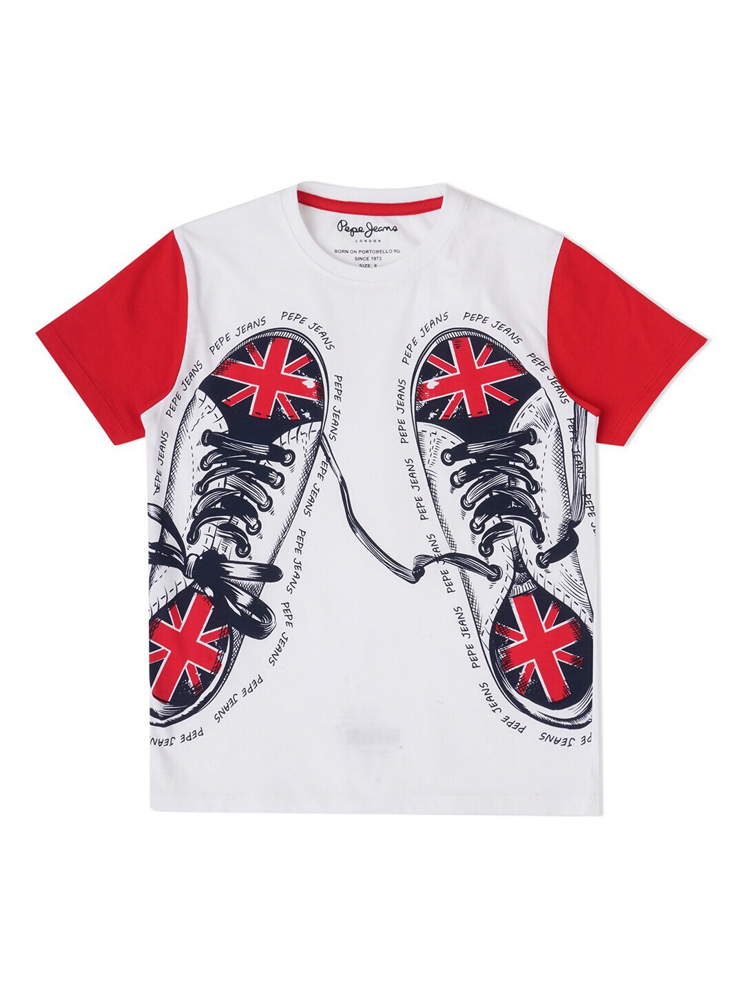 

Pepe Jeans Boys Round Neck Graphic Printed Cotton T-shirt, White