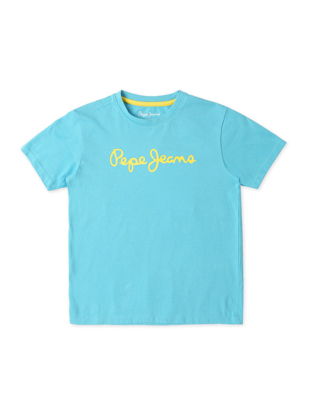 Pepe Jeans Boys Round Neck Typography Printed Cotton T-shirt, Blue