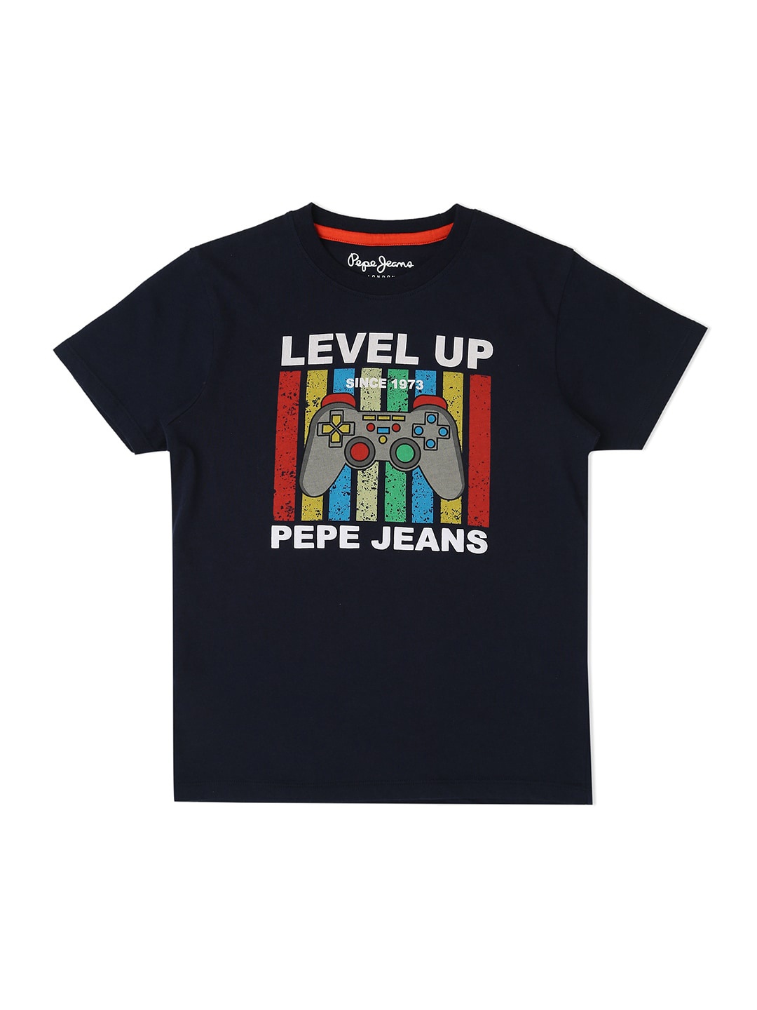 

Pepe Jeans Boys Typography Printed Cotton T-shirt, Navy blue
