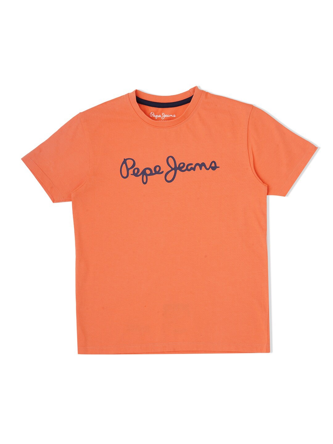 Pepe Jeans Boys Round Neck Short Sleeve Cotton T-shirt, Orange