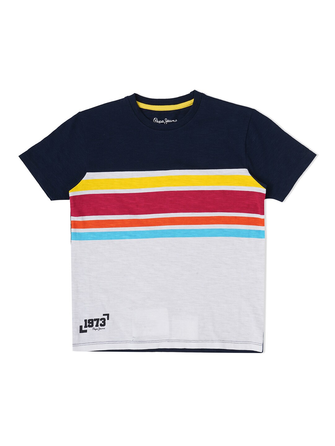 

Pepe Jeans Boys Colourblocked Cotton T-shirt, Navy blue