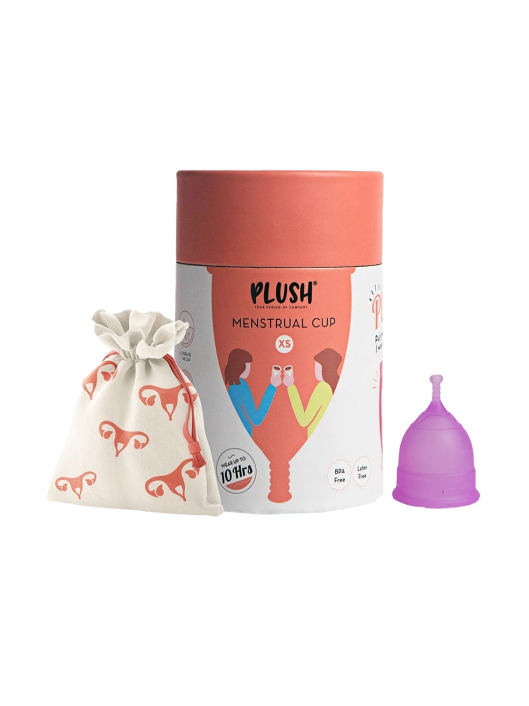 

Plush 100% Safe & Reusable Leak Proof Menstrual Cup with Pouch - Extra Small, Purple