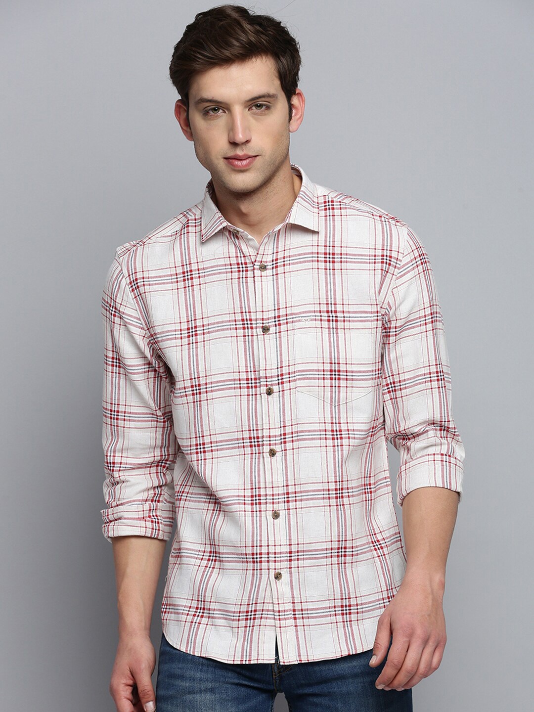 

SHOWOFF Tartan Checks Cotton Casual Shirt, Beige