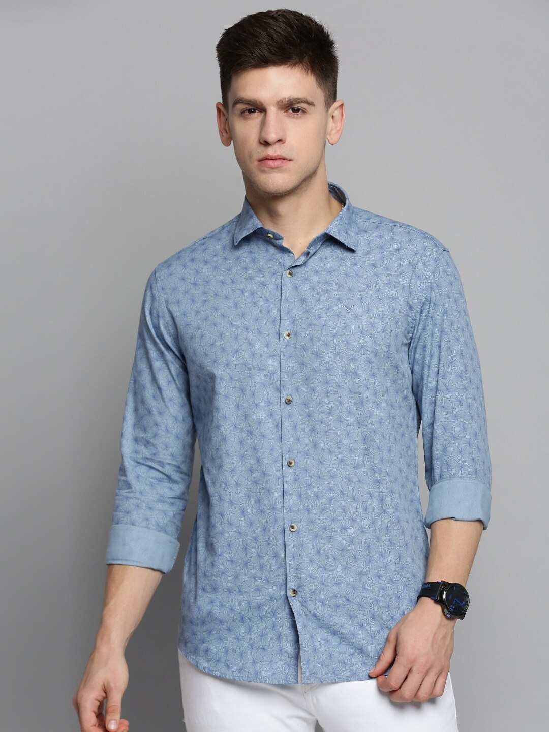 

SHOWOFF Comfort Floral Printed Cotton Casual Shirt, Blue