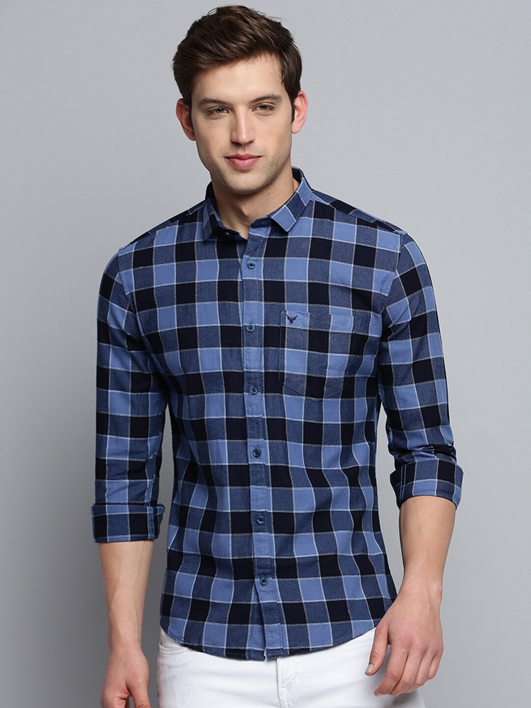 

SHOWOFF Classic Buffalo Checks Checked Cotton Casual Shirt, Blue