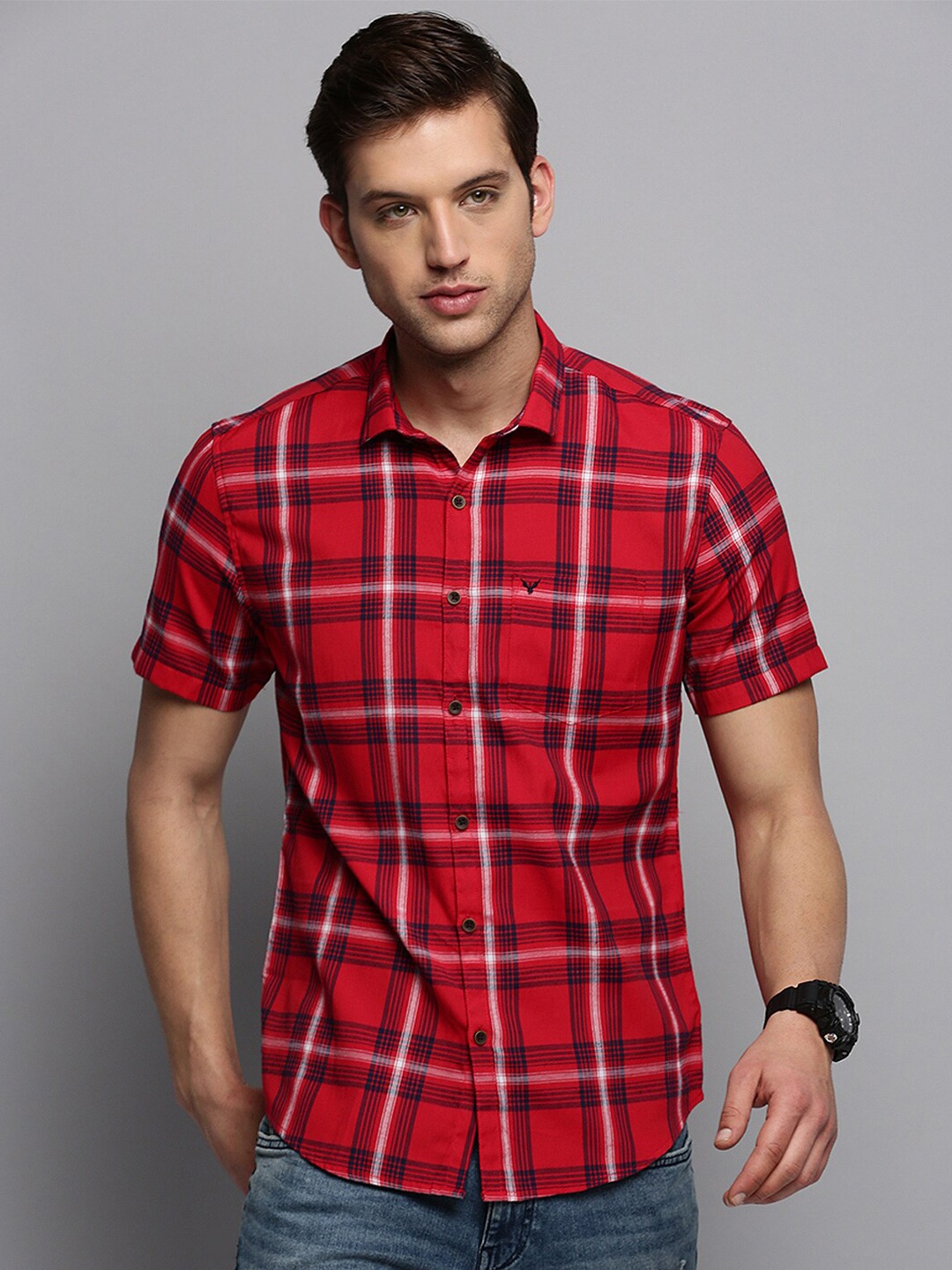 

SHOWOFF Tartan Checked Classic Casual Shirt, Red